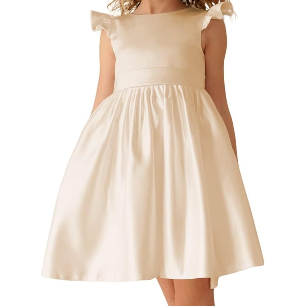 Glossy Satin Tutu Dress - Champagne 4T